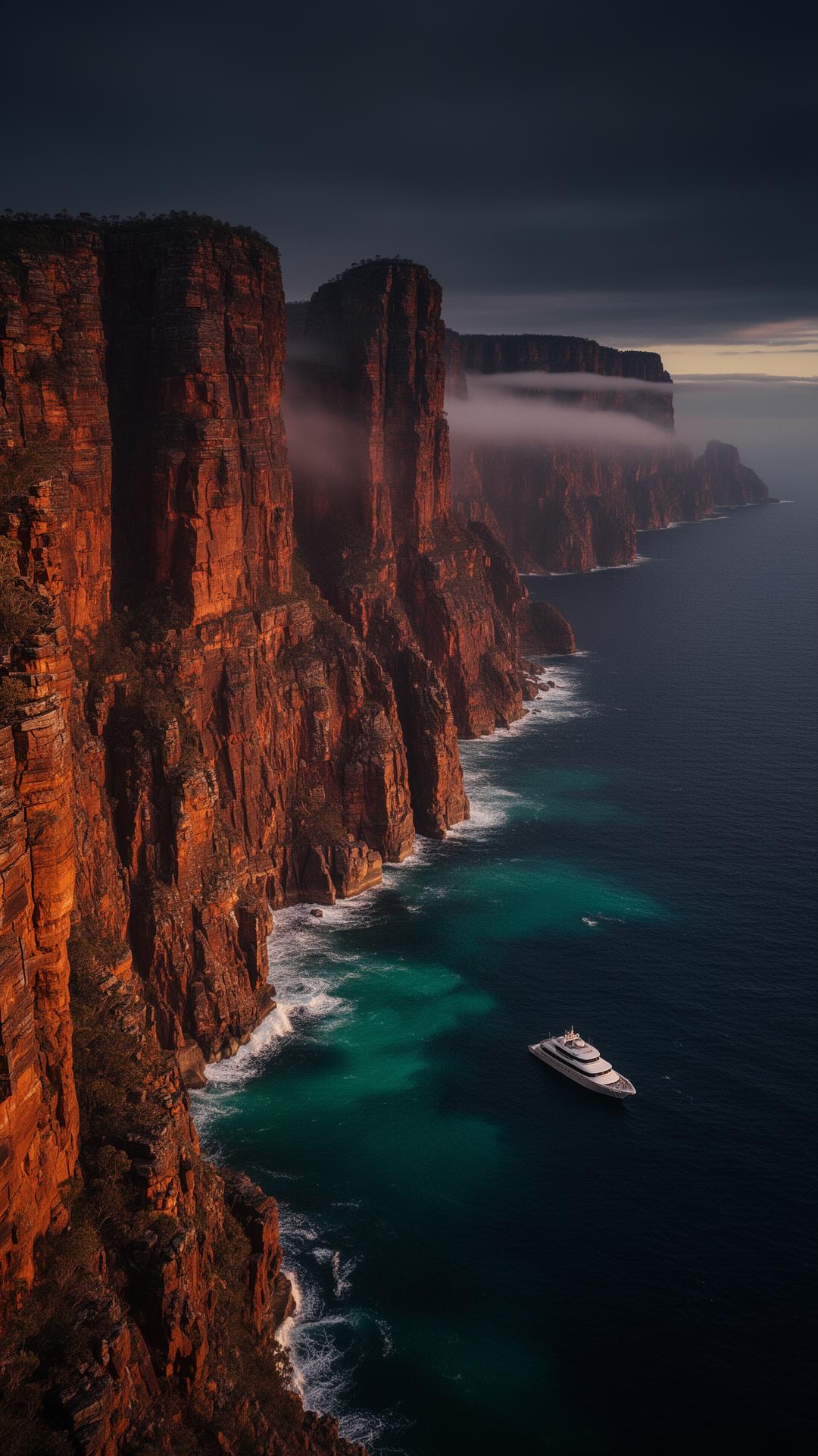 Remote Kimberley coast cliffs rising from the Indian Ocean